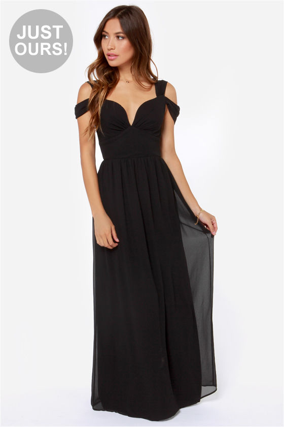 Elegant Black Dress - Maxi Dress - Prom ...